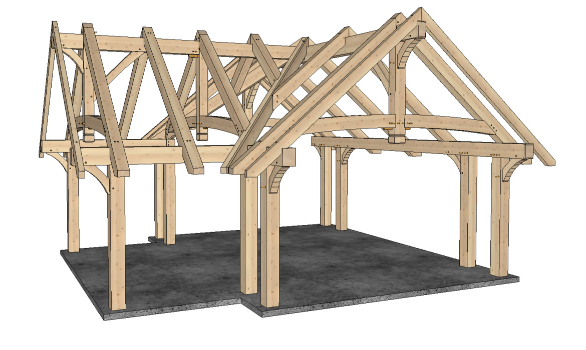 18′ x 24′ 3 Gable Timber Frame Pavilion DIY Building Plans, Downloadable PDF