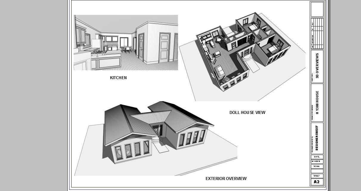 Modern Style House Plans (1300 sq. ft.) Two Bedrooms. One Bath. PDF files.