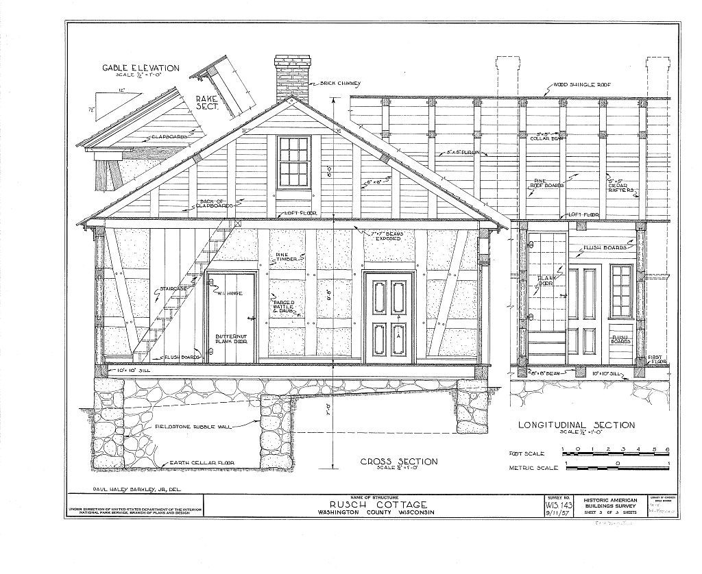 Timber frame cottage, printed architectural drawings, single story home plan