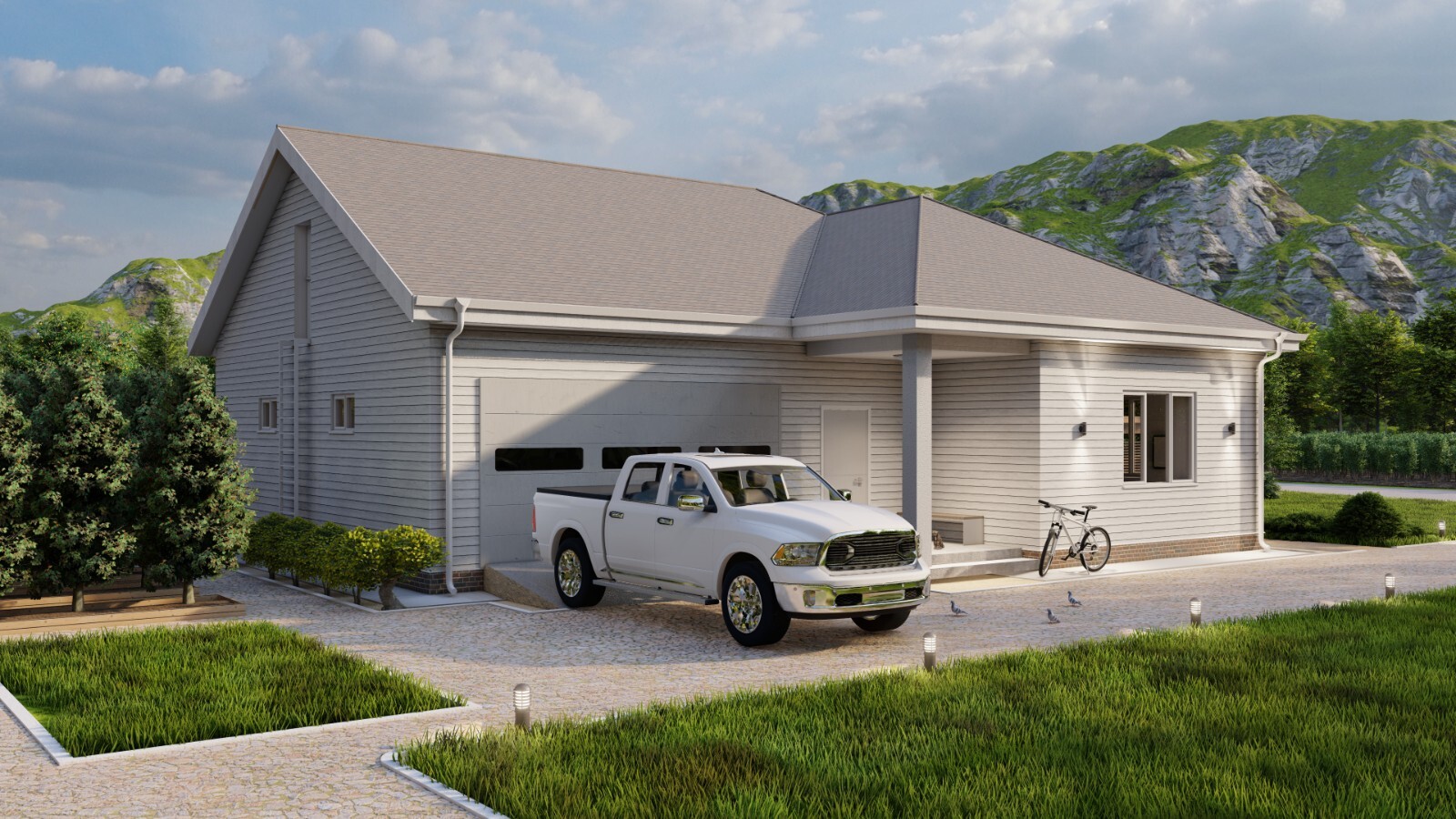 Rural Residence 3 Bed, Bathroom, 2 Car Garage CAD Blueprints Metric/Imperial