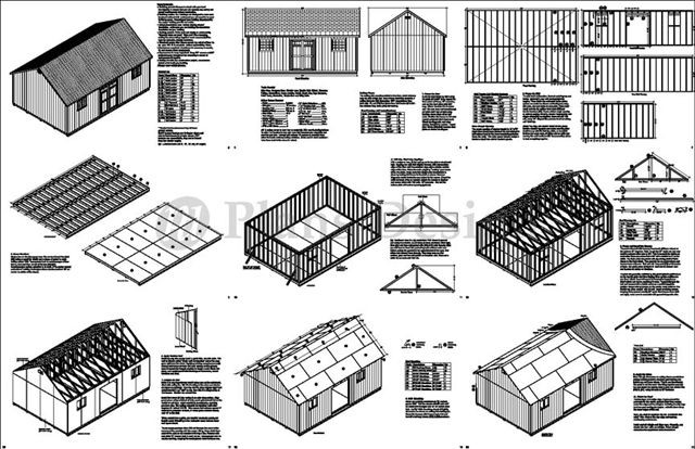16′ x 24′ Reverse Gable Backyard Storage Shed Plans #D1624G, Free Material List