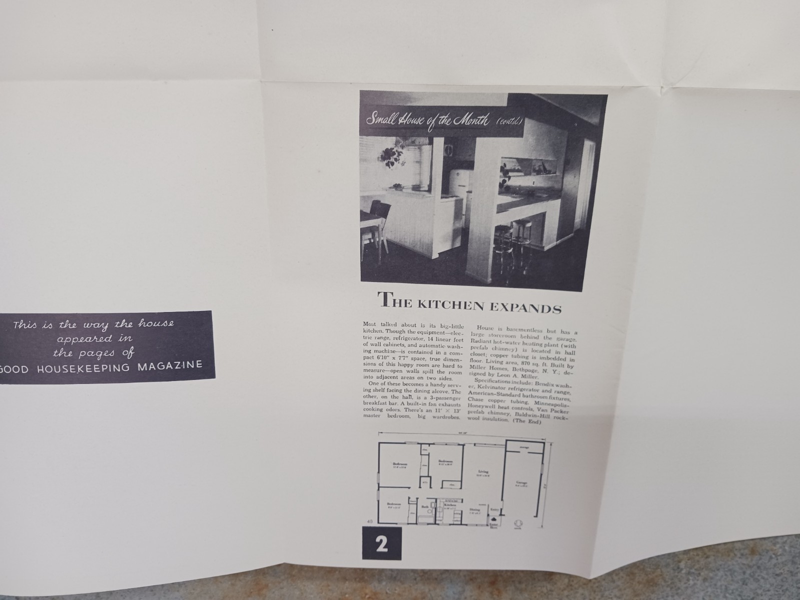 VTG 1940s 1950s 6 Rooms 60 Foot Lot Good Housekeeping House Floor Plan Cottage