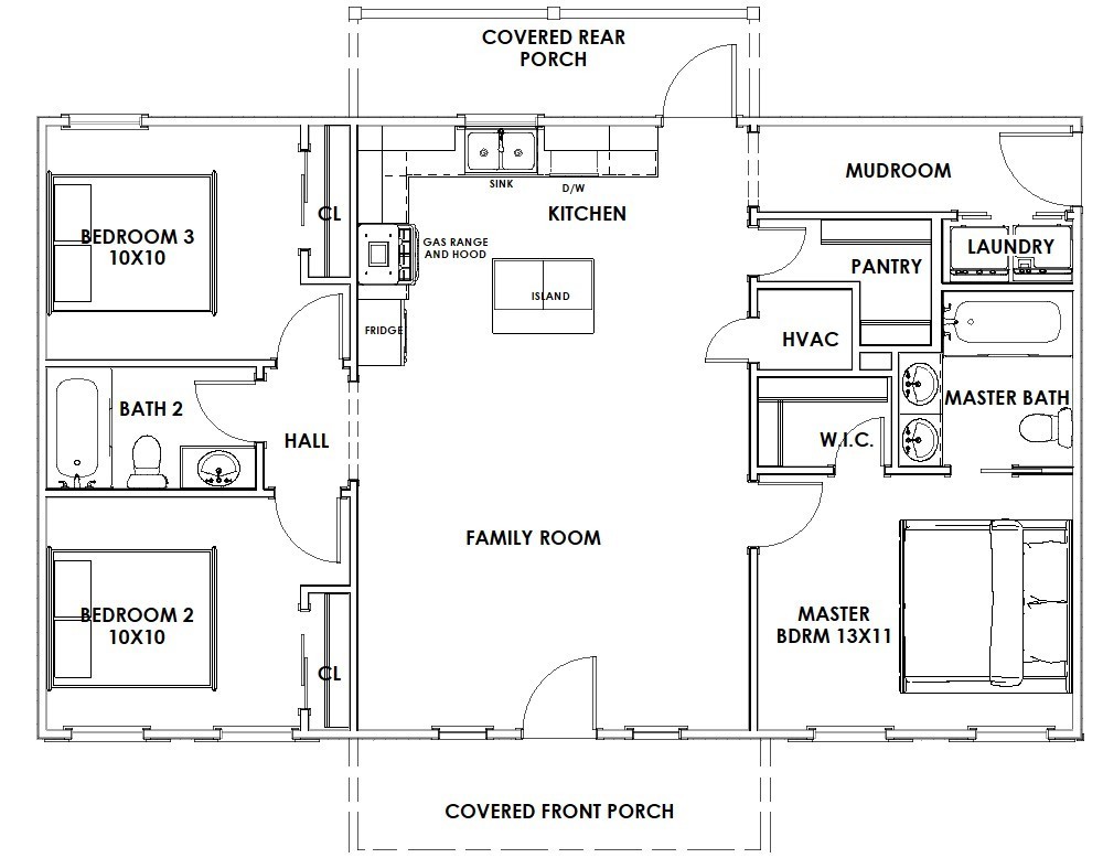 1,100 Sqft of Living space – 3bed 2 bath Small Modern Farm House