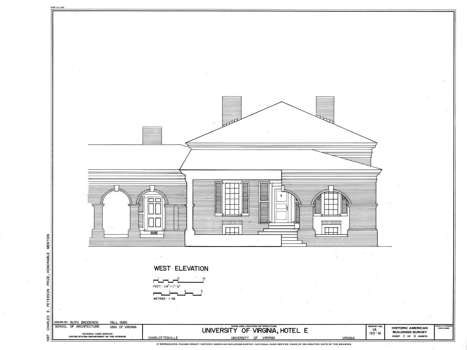 Residence at Univ. of Virginia by Thomas Jefferson, printed house plans set