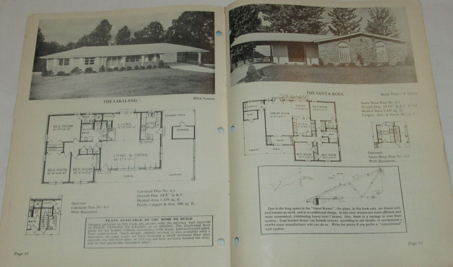 VTG 1970s ’16 HOMES FOR FAMILY LIVING-GREAT ROOM’ CATALOG OF HOUSE PLANS/LAYOUTS