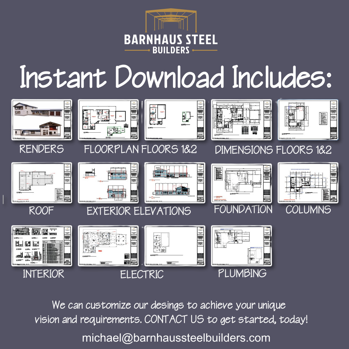 York Creek Barndominium Plan: – 4 Bedrooms / 3. Baths 3,395 SF Design Blueprints