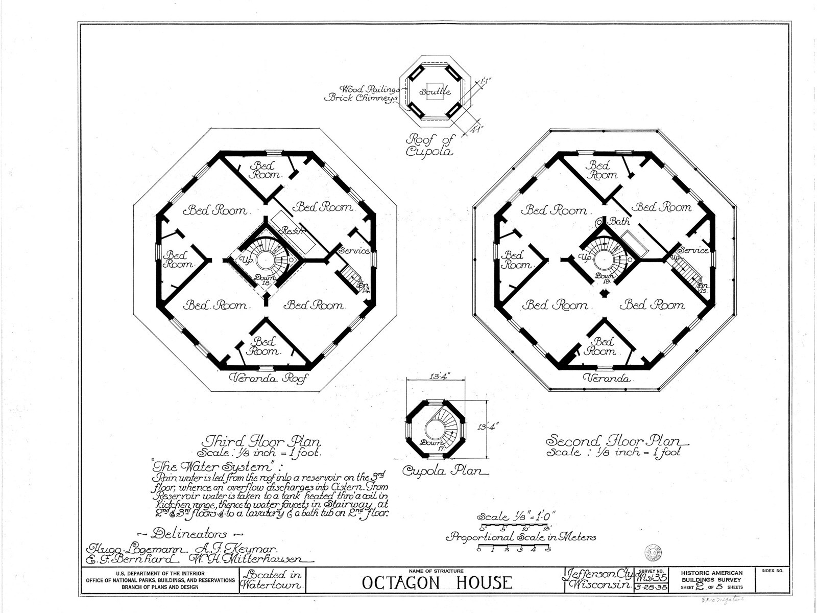 Authentic Victorian Octagon House Plans, wraparound porches, printed drawings