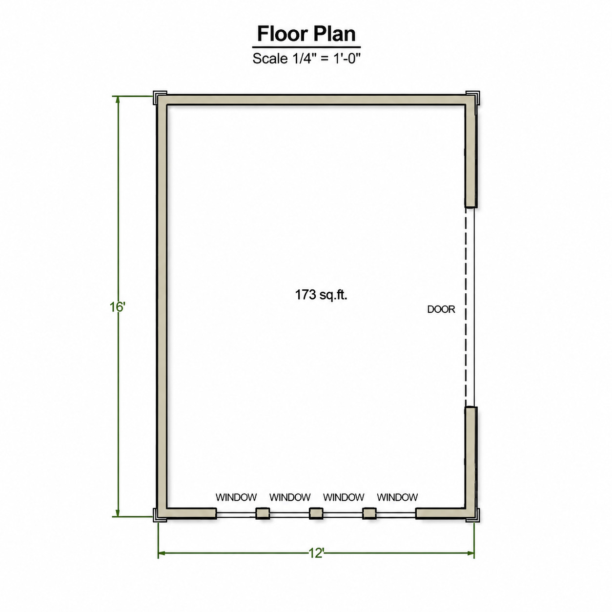 12×16 Modern Gable Shed Plans ,Backyard Storage Blueprints
