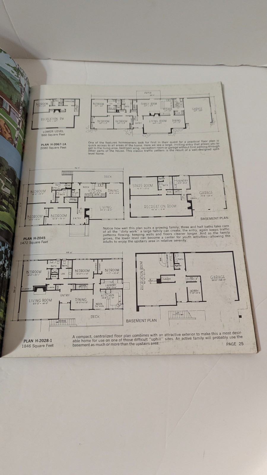 VTG 100 Multi-Level Hillside Home Plans Design Catalog Blueprints 1972 MCM