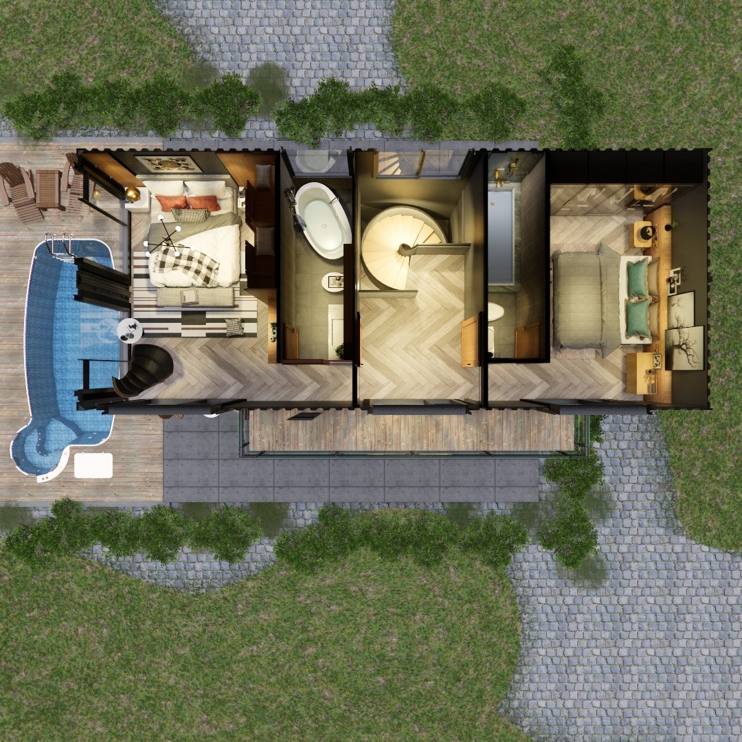 Container house plans – 2 bedrooms – 3 bathrooms – Digital PDF File