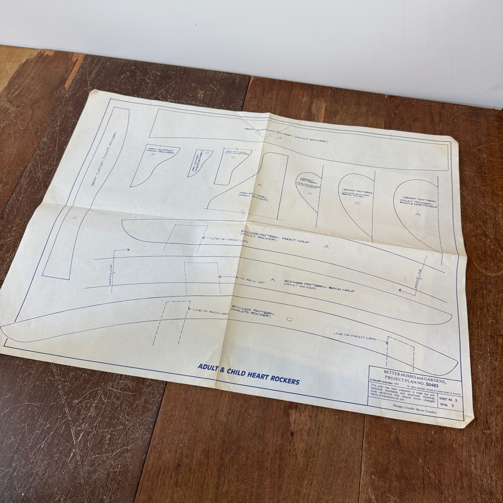 Better Homes & Gardens Adult & Child Heart Rockers Project Plan No. 50483