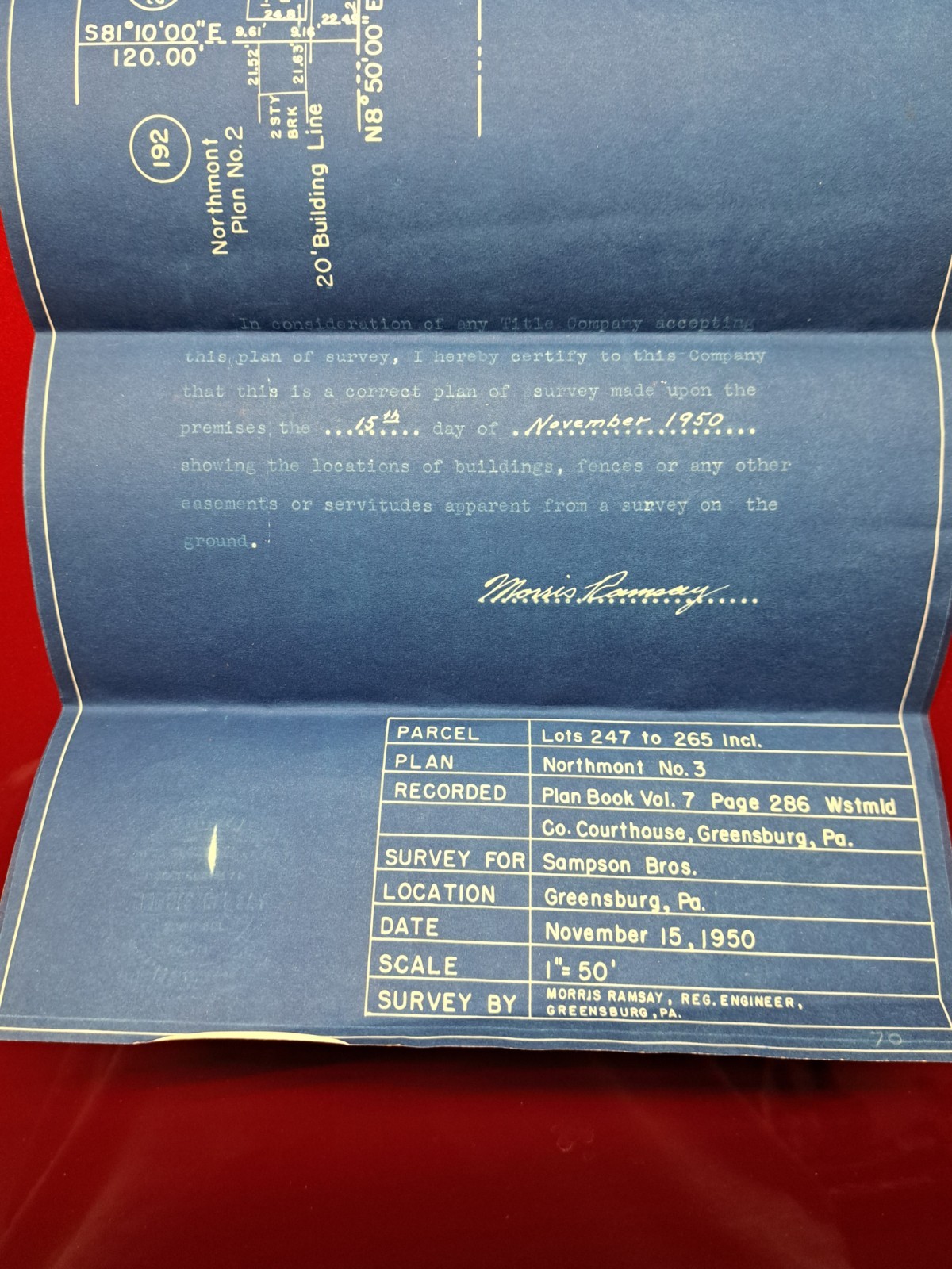1950 Blueprint Plans for Home Development In Western Pennsylvania