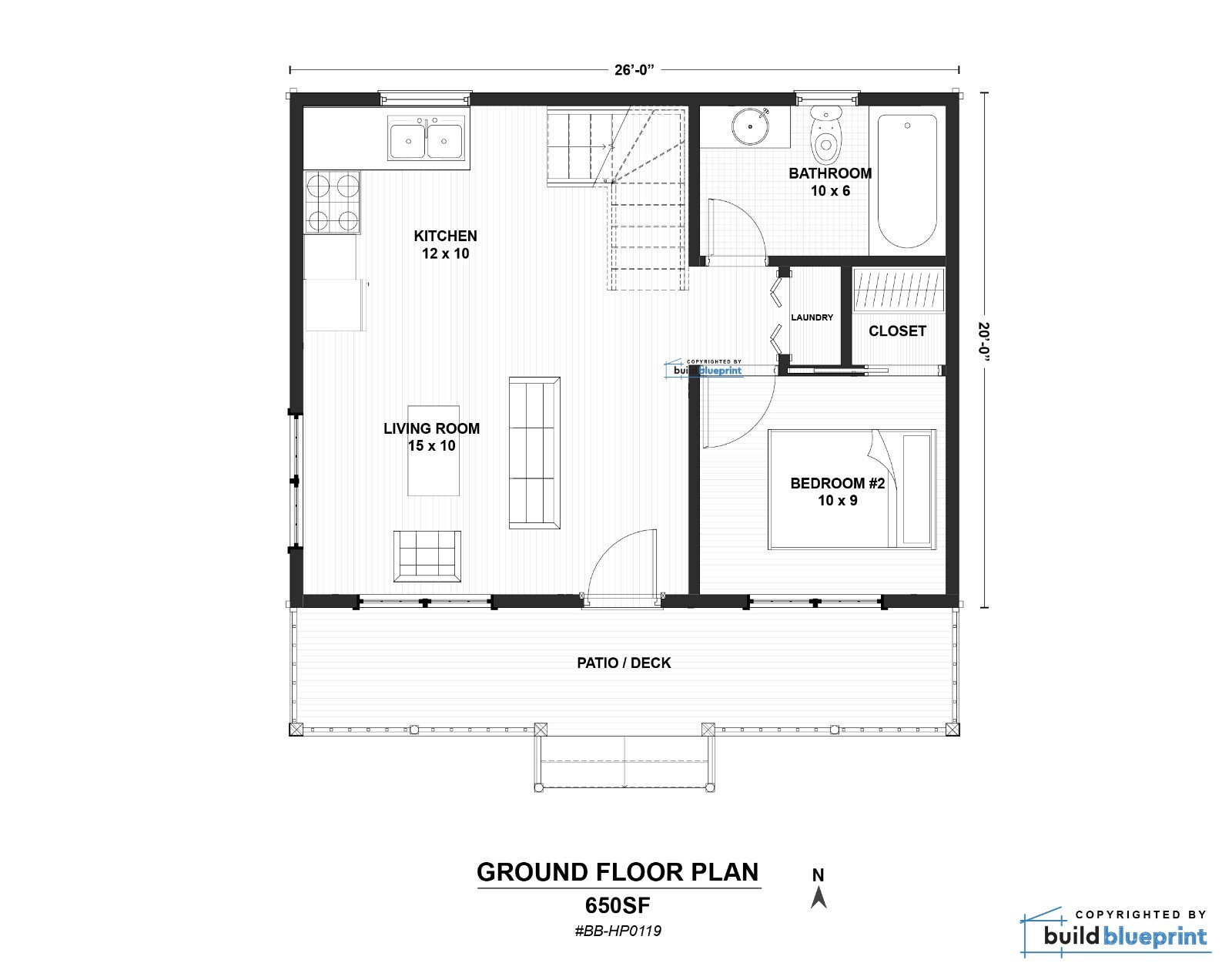 Traditional 2 Bedroom Cabin Architectural & Construction Plans – PDF Download