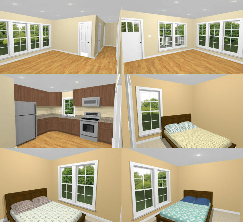 28×36 House — 3 Bedroom 2 Bath — 1,008 sq ft — PDF Floor Plan — Model 1G