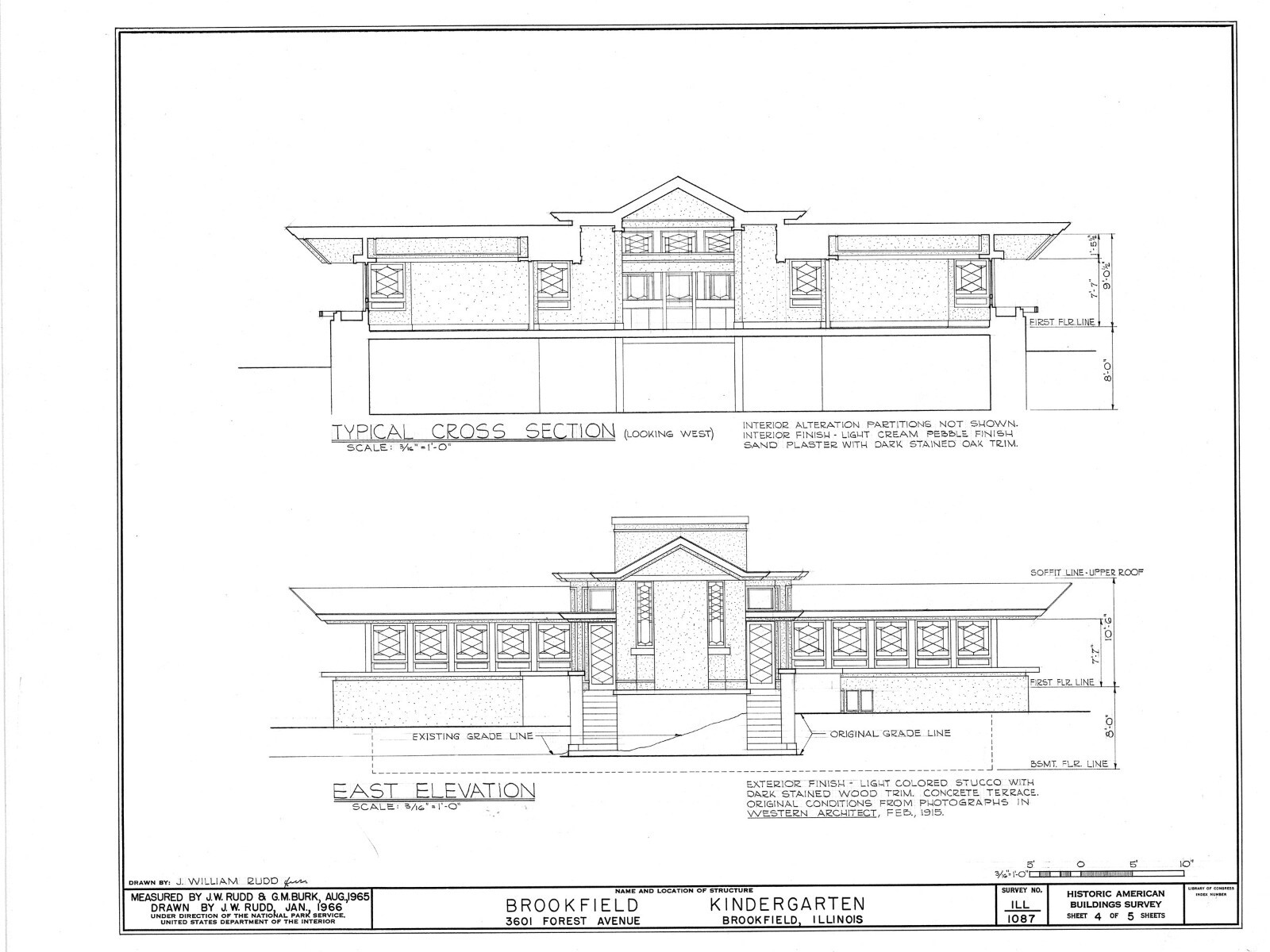 Prarie Style small house, architectural drawings, open floor plan, printed plans