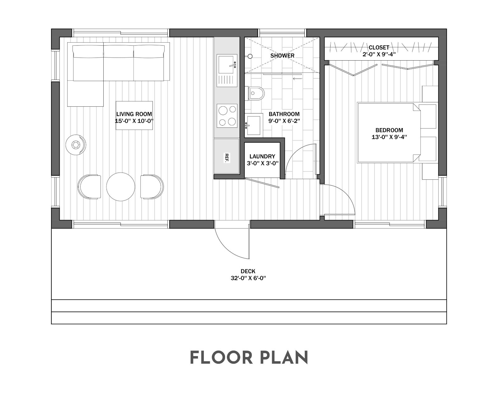Modern Cabin House, 16′ x 32′, 512 Sq Ft, Tiny House, Architectural Plans