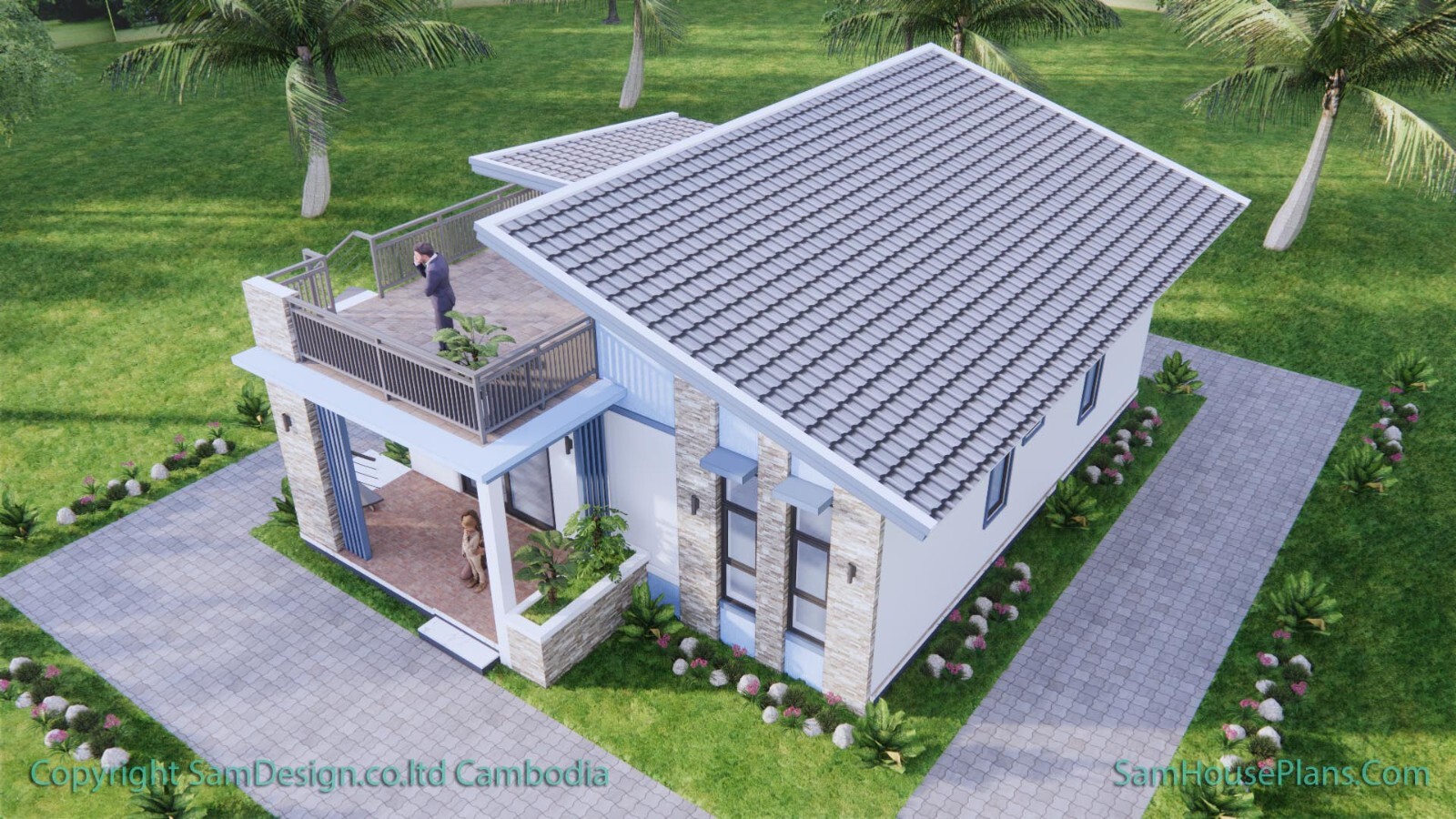 26×36 Small House Plan 8×11 Meter 2 Beds 2 Baths Small Shed (A4 Hard Copy)