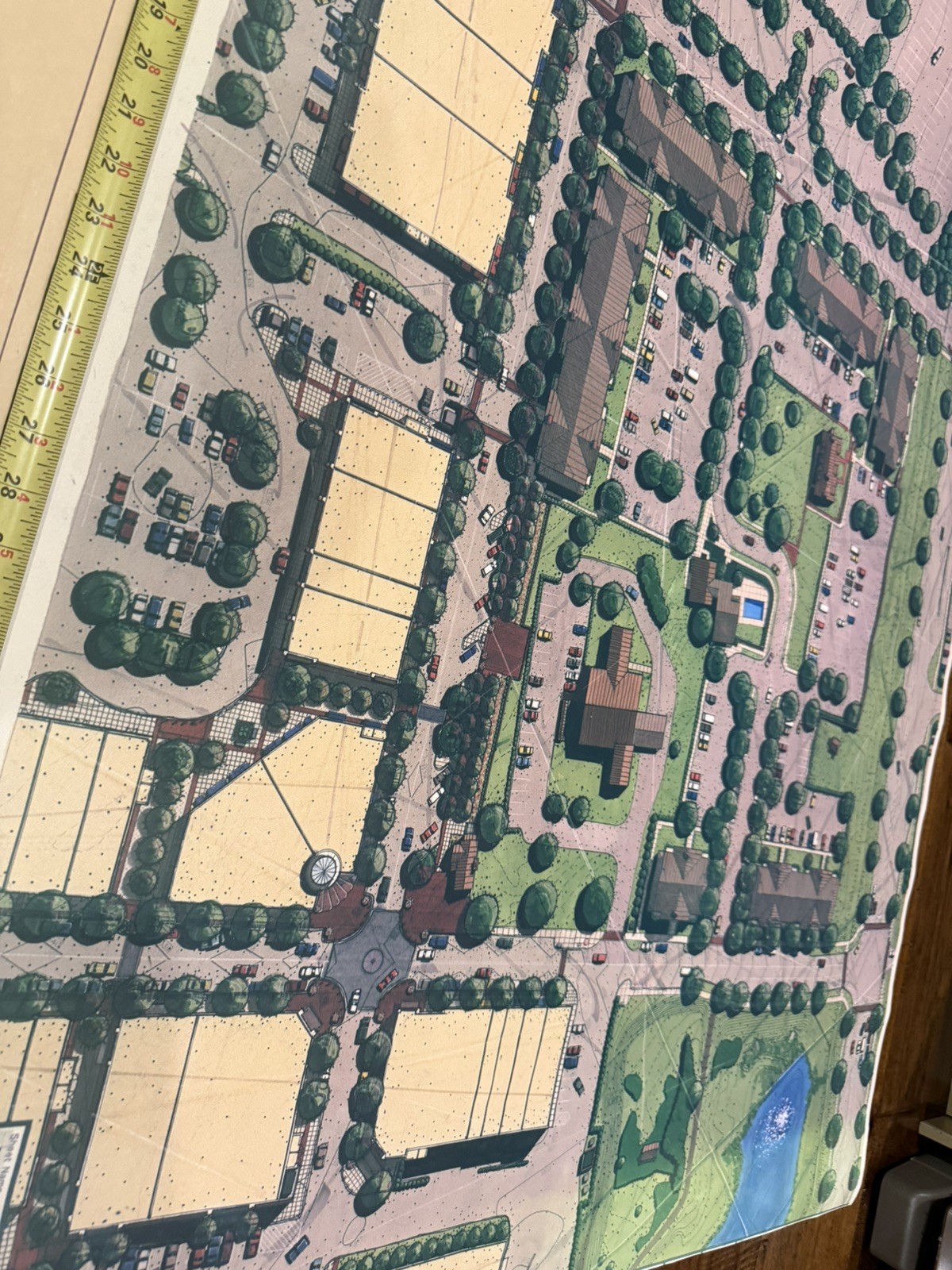 Large Architectural Site Plan Rendering Mixed-Use Development Concept 30×40