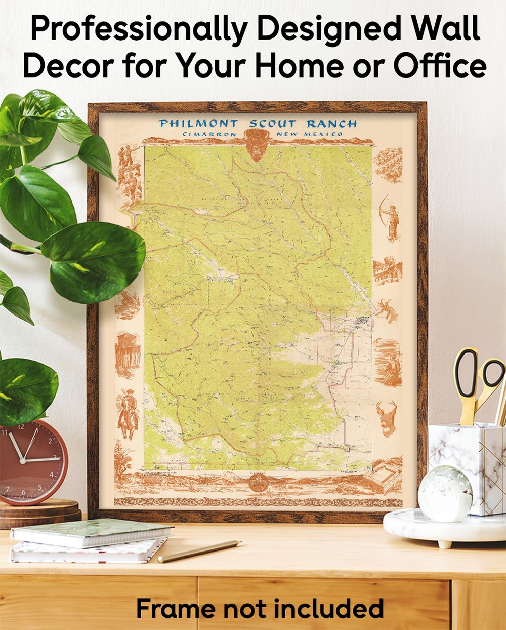 Philmont Scout Ranch New Mexico c1960 Vintage Topographic Map Wall Art