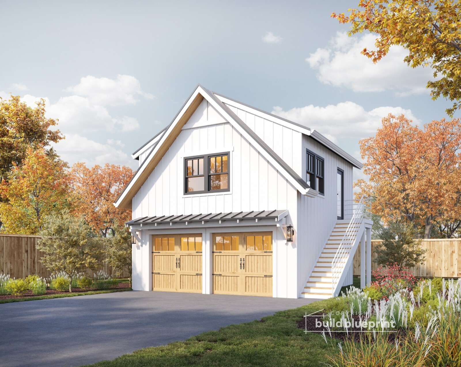 22′ X 22′ ADU 2 Car Garage with Loft Architectural Plans – PDF Download
