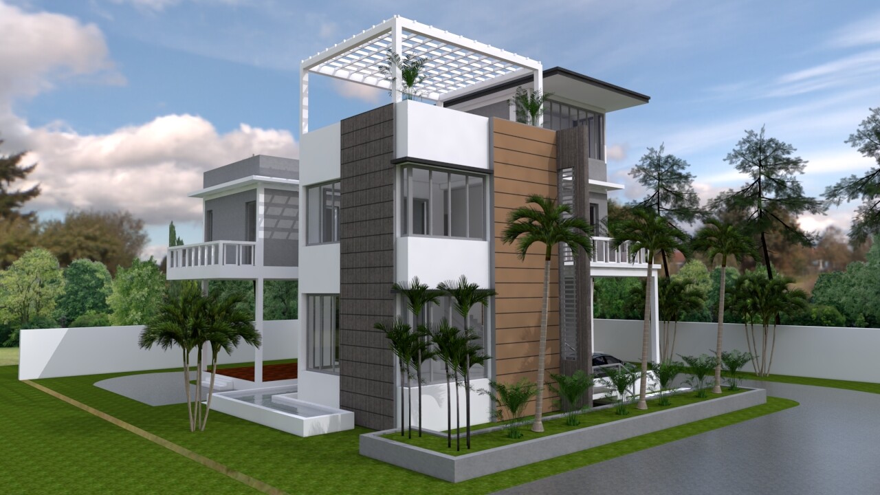 Custom Home Plan 12×14 Meter 40×48 Feet 3 Beds 4 Baths Terrace (A4 Hard Copy)