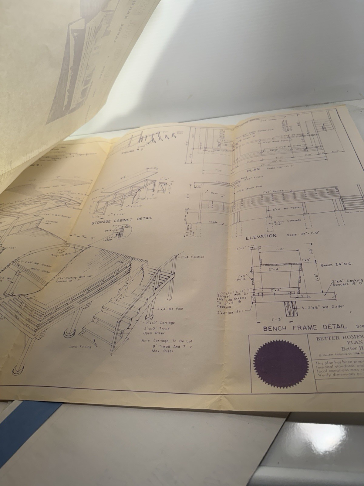Vintage Blue Prints Lot Of 6 From 1964-68 Swing Book Case Decks Sheds Home/Garde