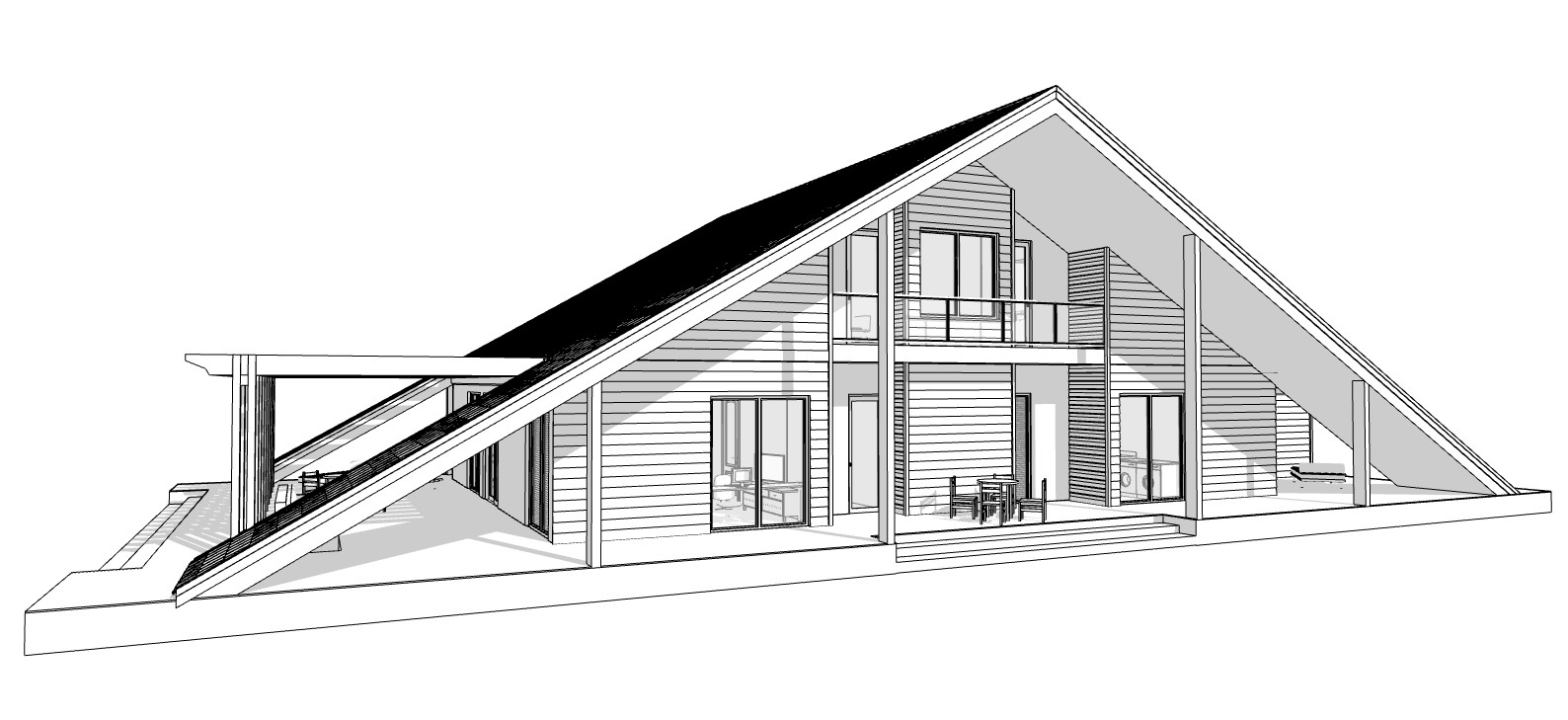 100’x54’ 4-Beds 4-Baths Charming A-Frame Architectural Build Plans PDF Download