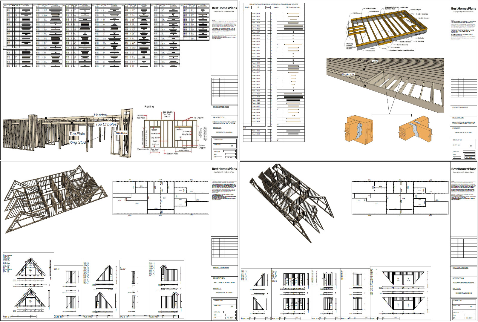 86’x29’ 6 Beds, 8 Baths Double A-Frame House Architecture Plans PDF Download.