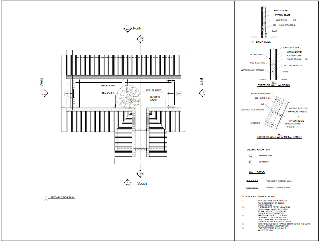 34’x28’ 1 Bedroom, 1 Bath Cozy A-Frame Cabin Architectural Plans PDF Download.