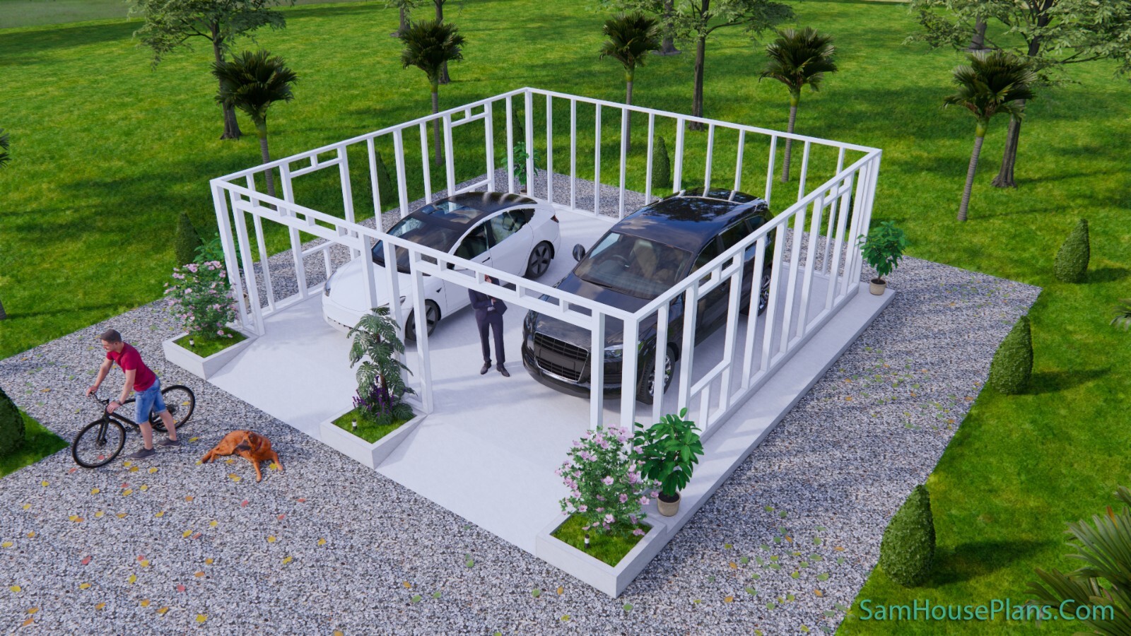 24×24 Feet 2 Cars Garage Shed Plan 7.3×7.3 Meter PDF Plans (A4 Hard Copy)