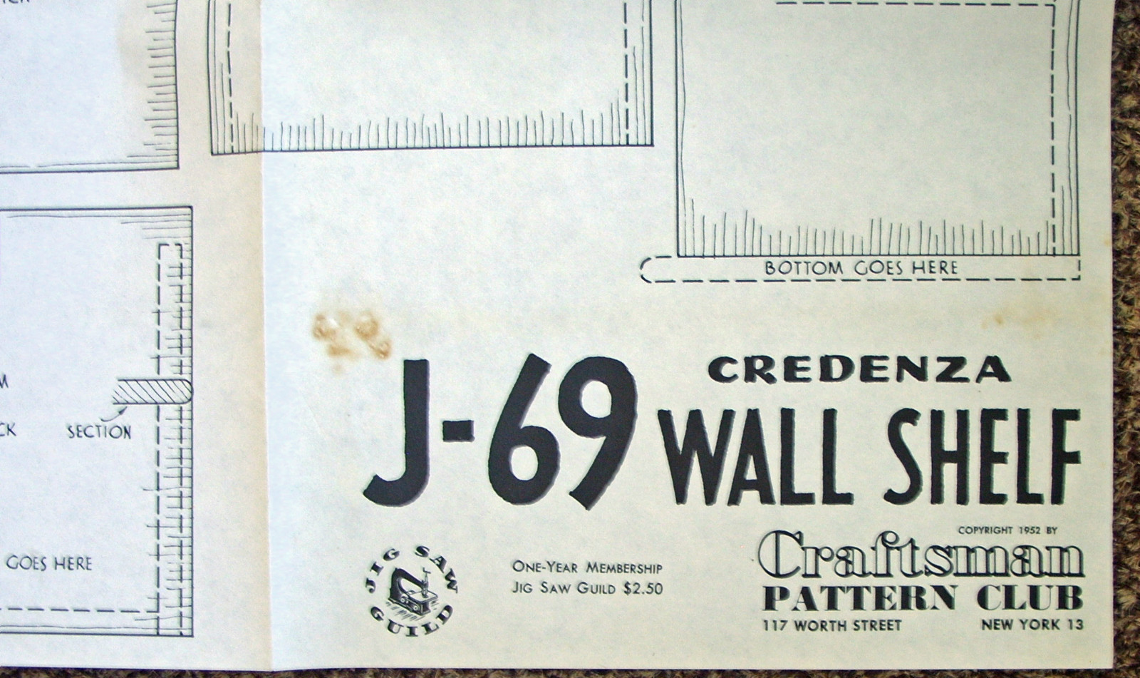 Wall Shelf & Wall Pocket Original Plans 1952 Craftsman Pattern Club