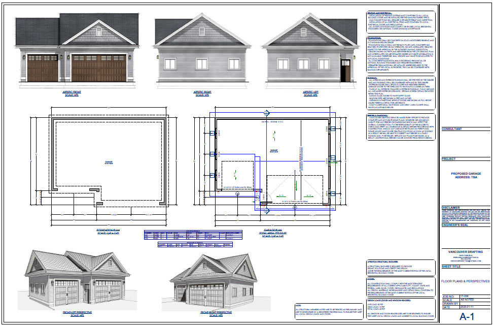 Triple Car / 3 Car Garage Plan / Architectural Blueprints – 33 x 25