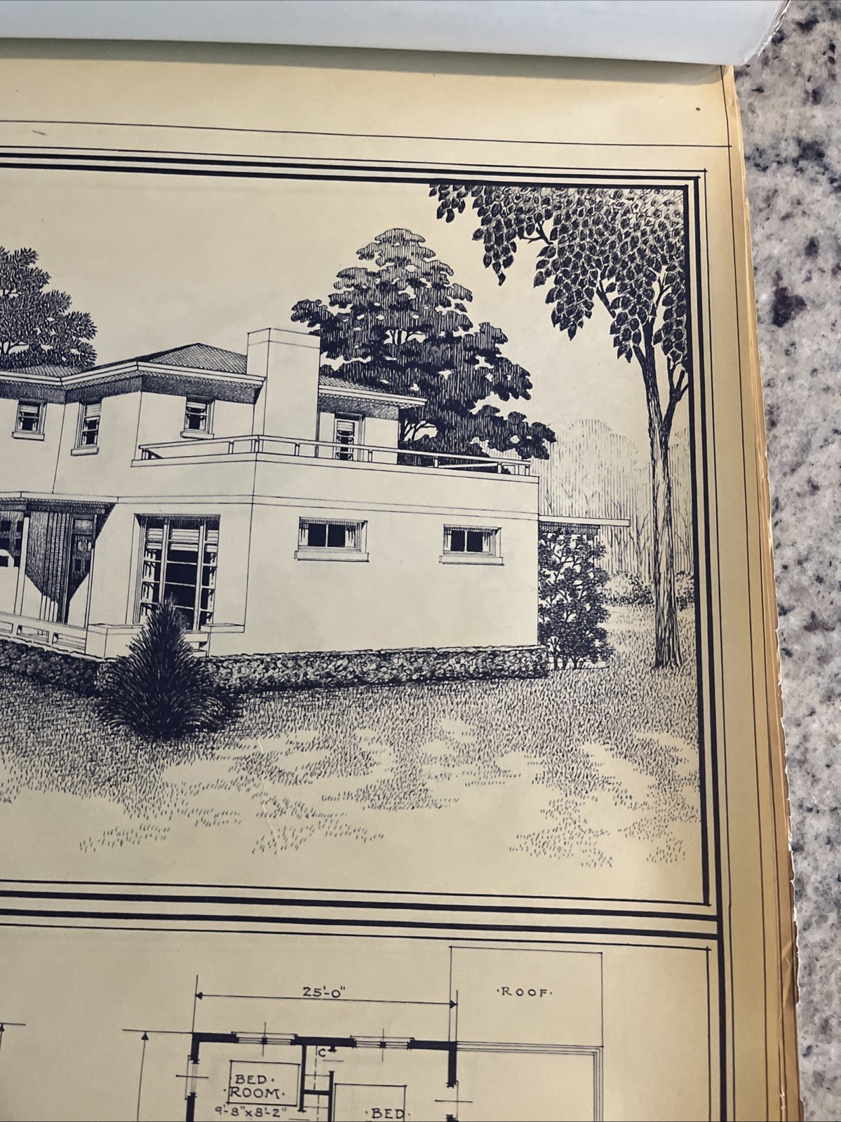 Vintage 1948 MCM Contemporary Home Blueprint Triflex Service Washington DC Plan
