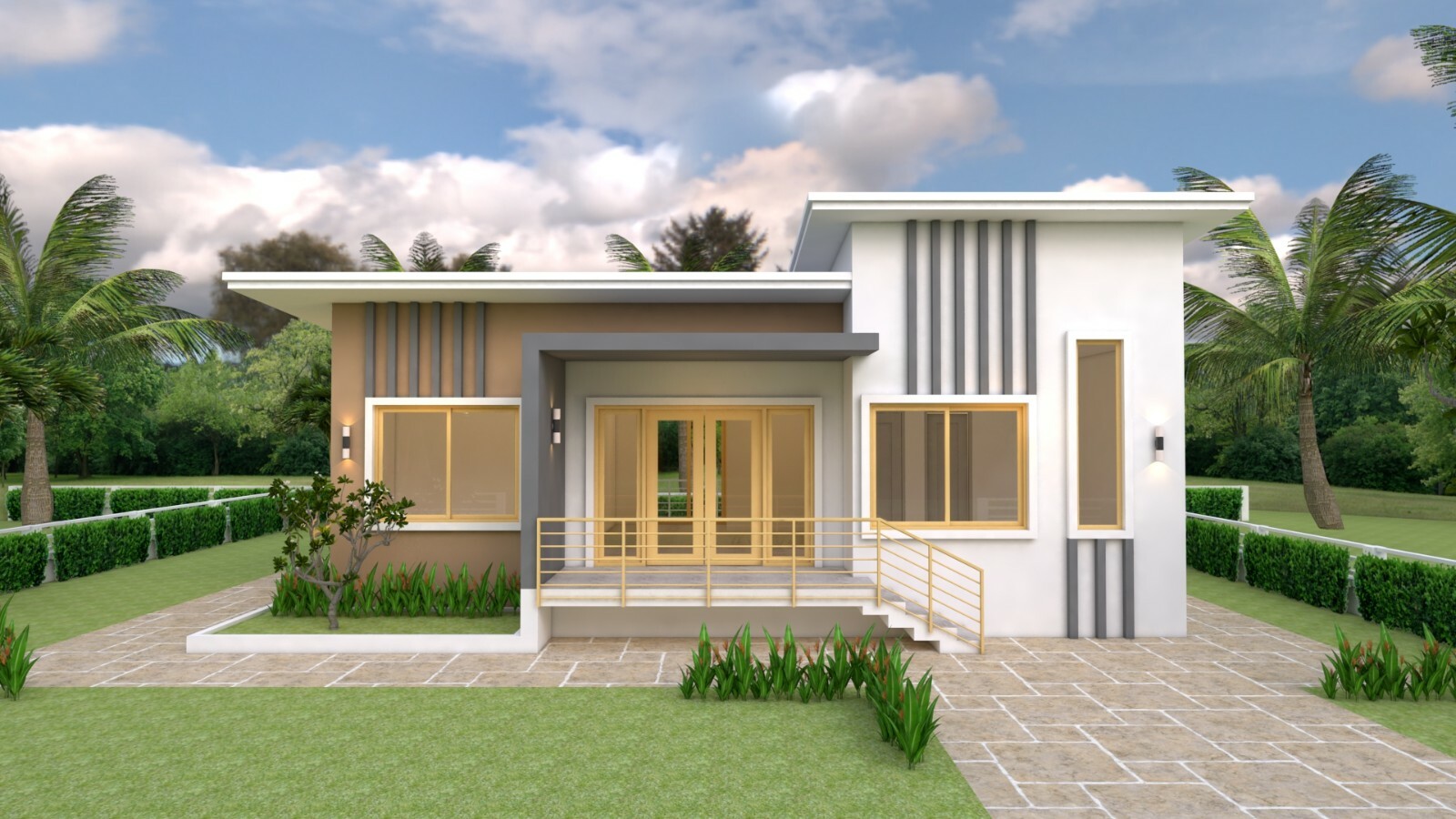 House Plan 12×12 Meter 39×39 Feet 4 Beds 2 Baths Shed Roof PDF (A4 Hard Copy)