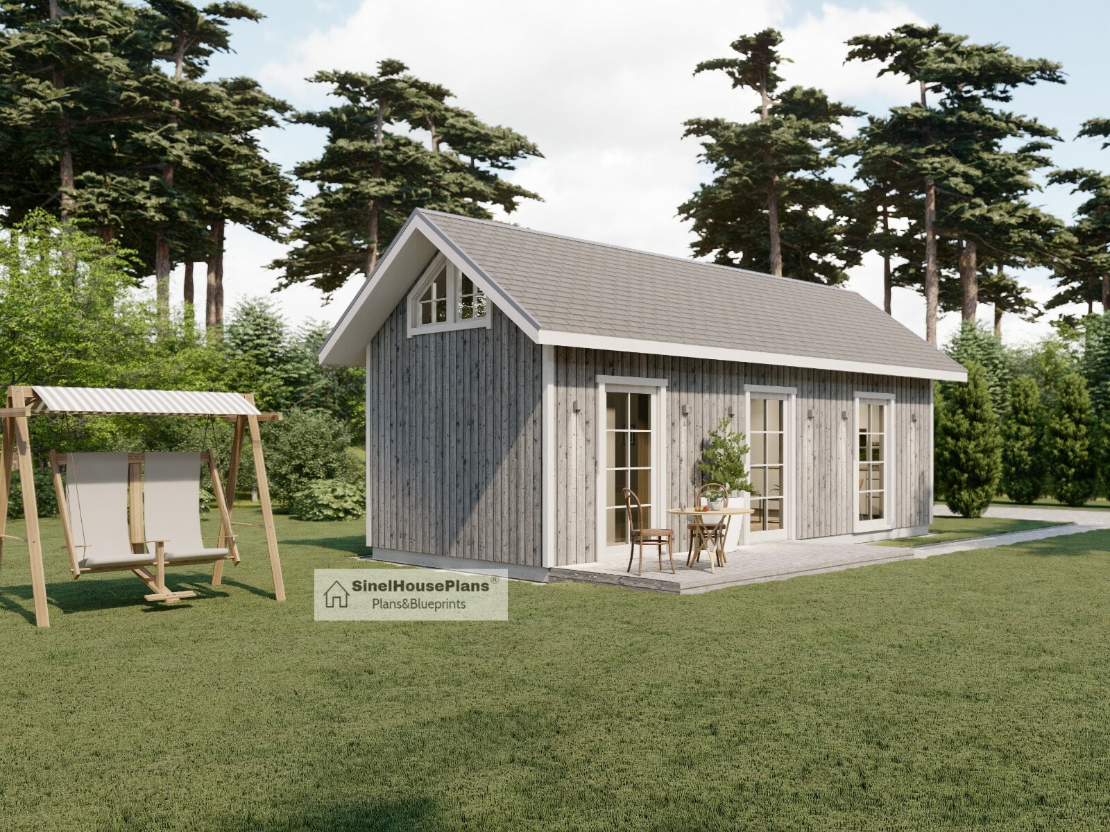 12’x28′ Cabin House Plans / Two-Bedroom Tiny house with Loft / 455 SF Building