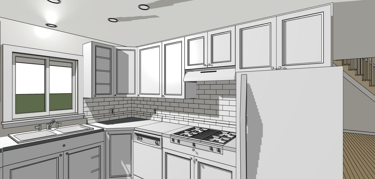House Plans (1008 sq.ft.) with loft, three bedrooms, front porch, outdoor deck.