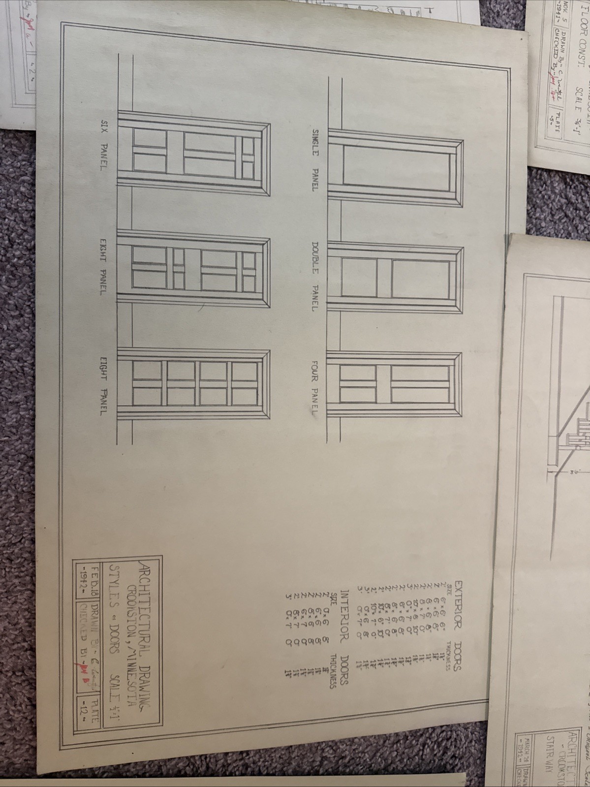 Architectural House Blueprints Plans Mid Century Modern Home 1941 MN 17 Pieces Z