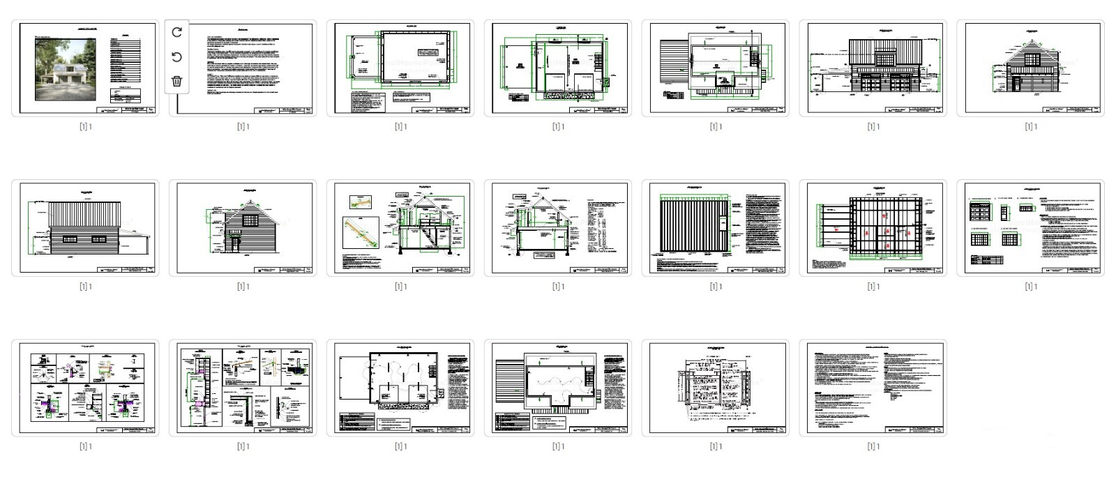 Traditional 2-car Detached Garage Plan with Attic and Carport