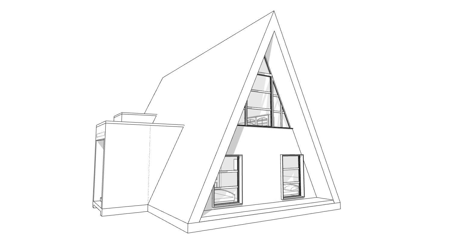 45’x32’ 3-Beds, 2-Baths Modern A-Frame Architectural House Plans PDF Download.
