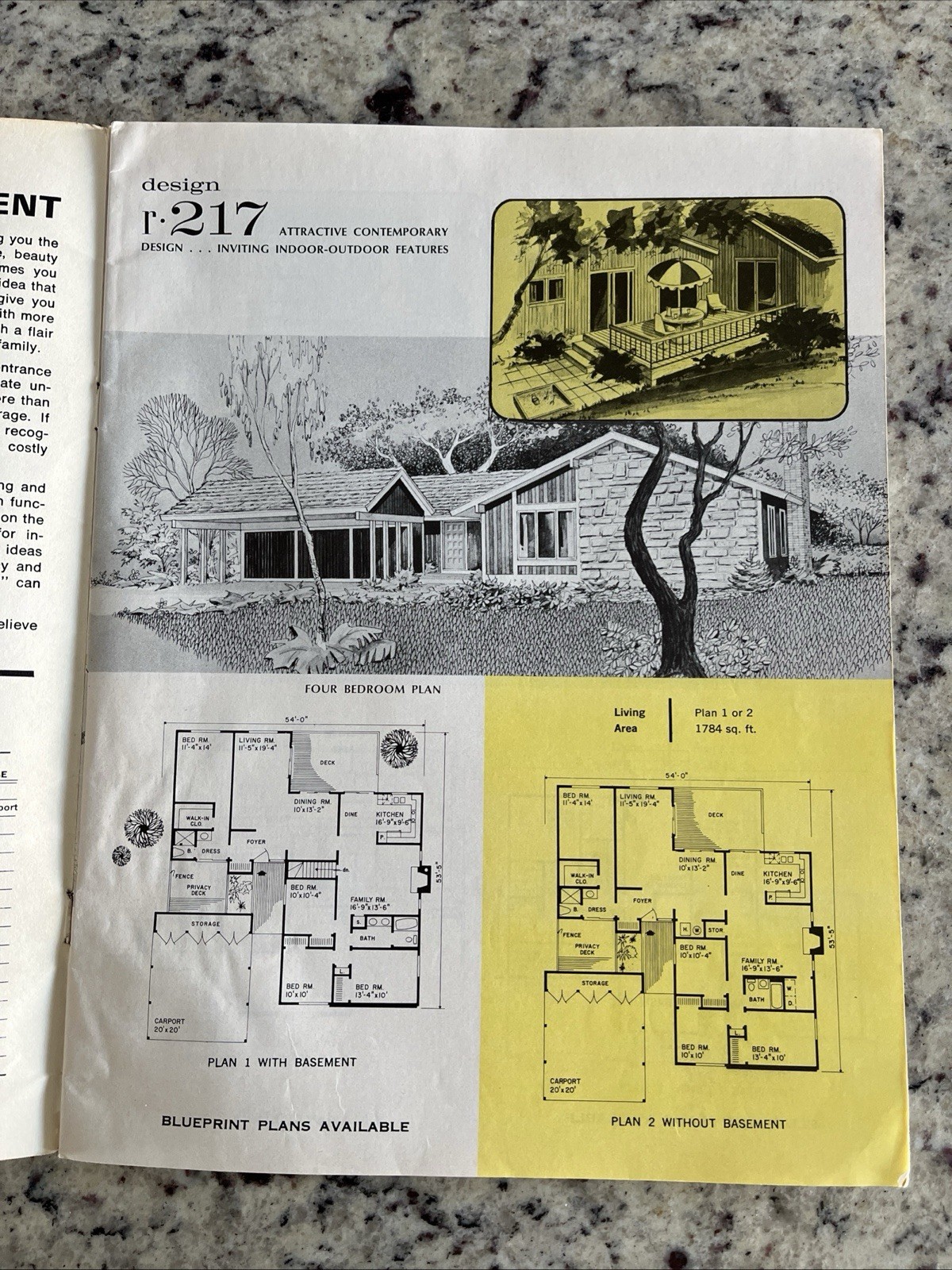 Vintage 1970 MCM Custom Large Ranch Homes Plans Design Catalog Atomic Blueprint