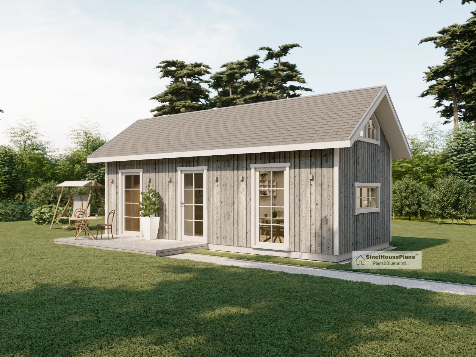 12’x28′ Cabin House Plans / Two-Bedroom Tiny house with Loft / 455 SF Building