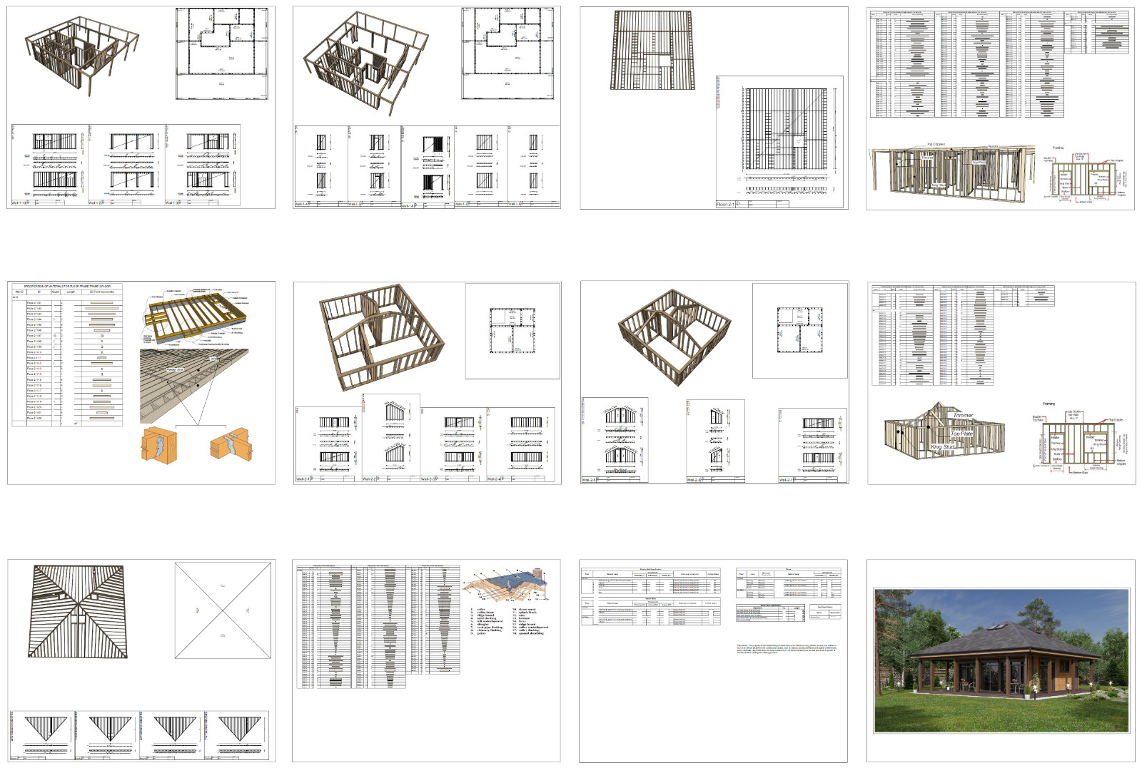 Charming Home 3 Bed, 1 Bath, 729SF Architectural Build Plans PDF Download