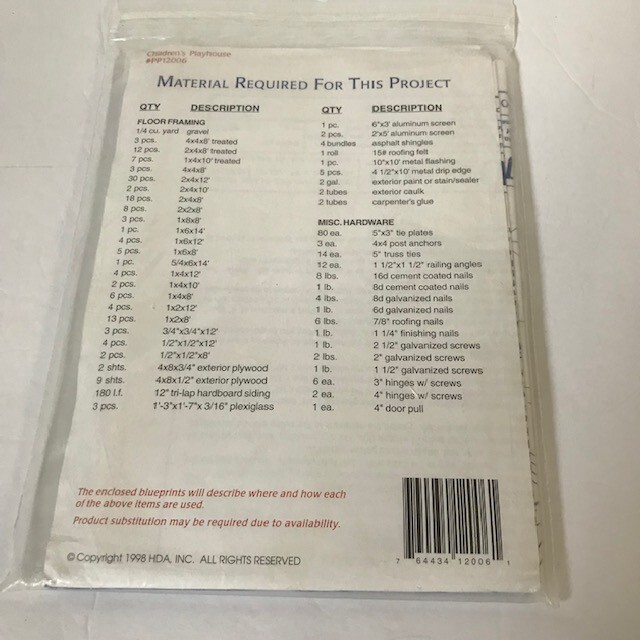 U Can Do It Yourself Children’s Playhouse Blueprints Plans Instructions List