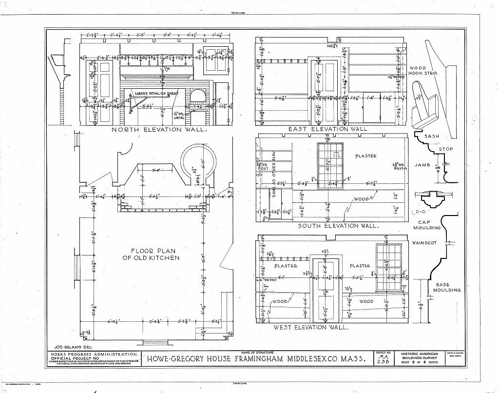 Dutch Colonial house plans, detailed blueprints, New England home, printed plans