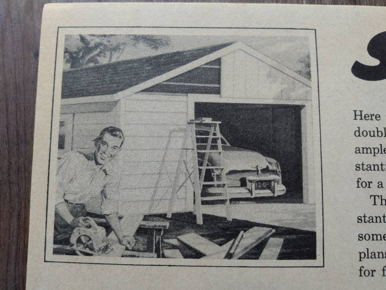 MCM Car Garage Construction Guide Building Plans Vintage 1950s Skil Chart 104