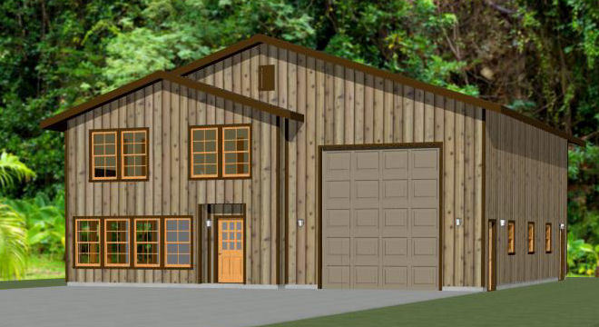 44×48 House with 1-RV Garage – PDF FloorPlan – 2,194 sqft – Model 2A