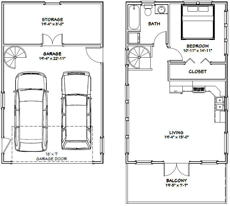 20×32 House — PDF Floor Plan — 785 sq ft — Model 6N