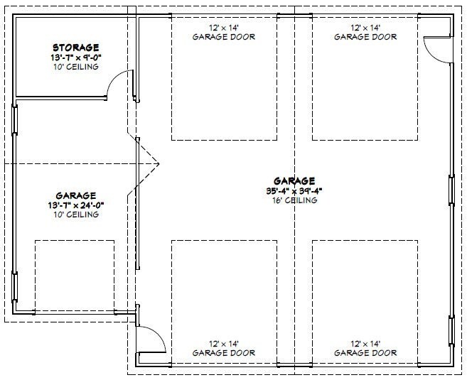 50×40 2-RV Garage — 1,917 sq ft — PDF Floor Plan — Model 2A
