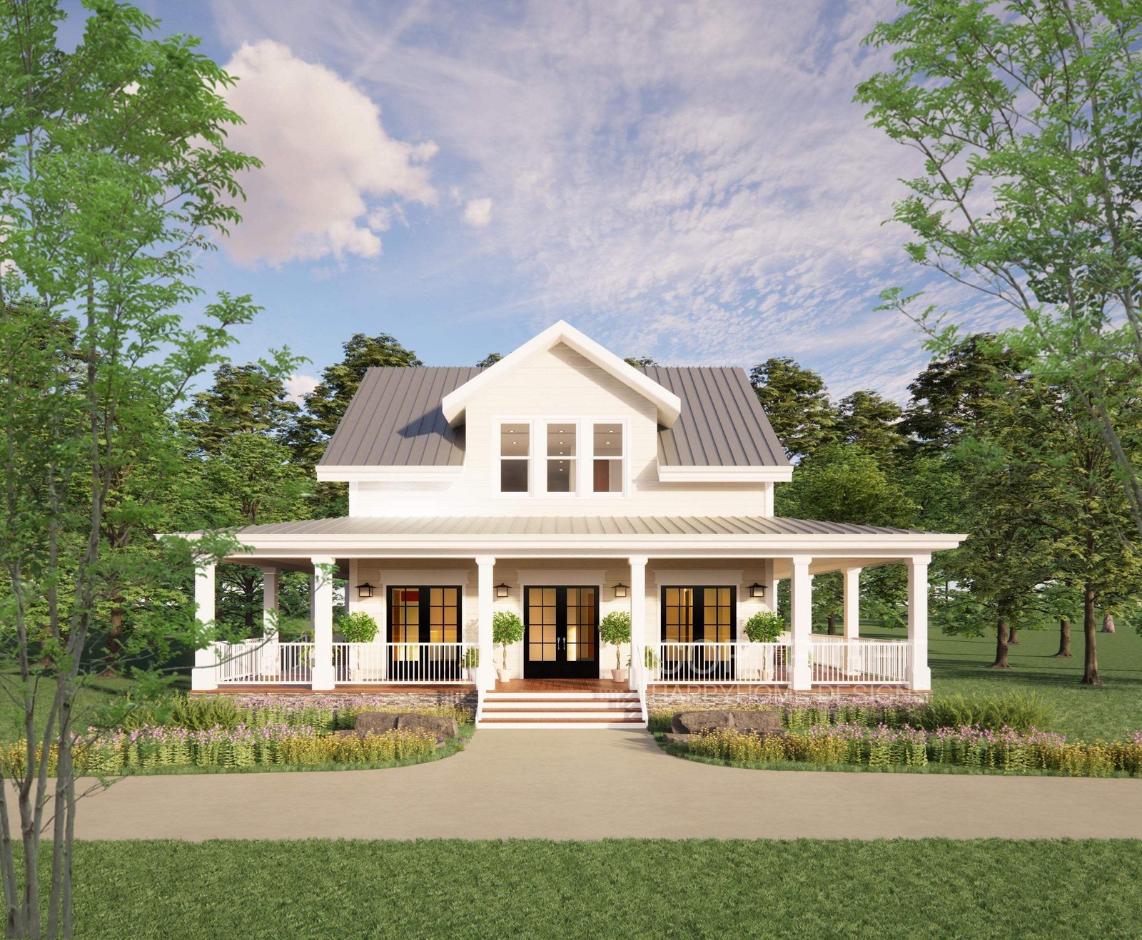 The Cottage Farmhouse Plan 3 bed 3.5 bath (51’x48′) Custom House Plans and Bluep