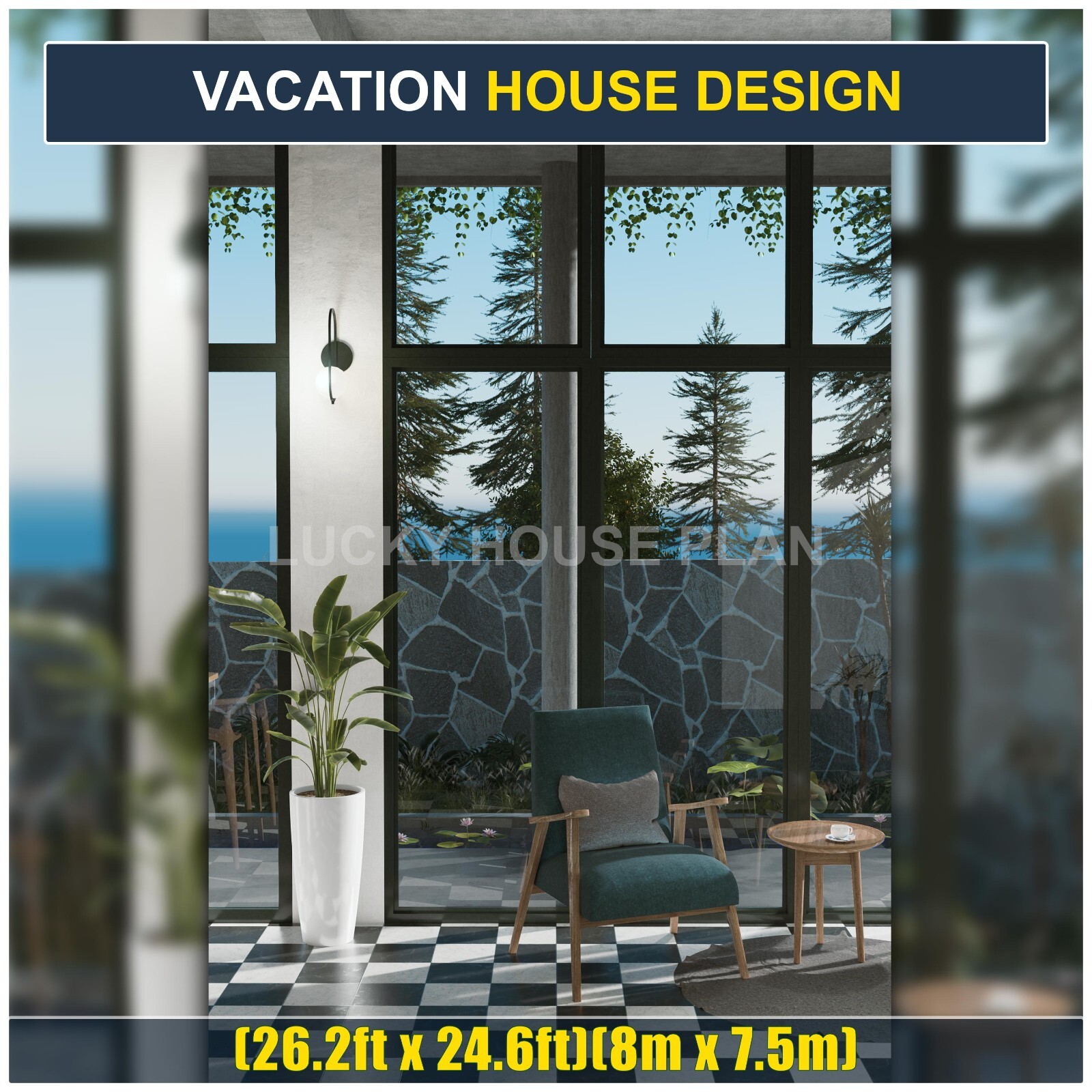 Vacation House Design, 2 Bedrooms 3 Bathrooms, PDF+DWG+3D SketchUp